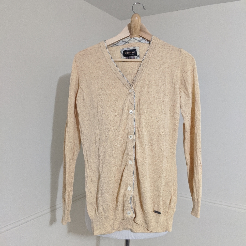 Barbour Linen Blend Button Down Cardigan
